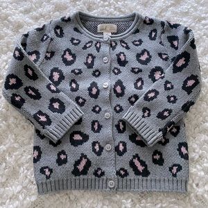 Peek Kids Grey/pink Leopard Sparkle Cardigan